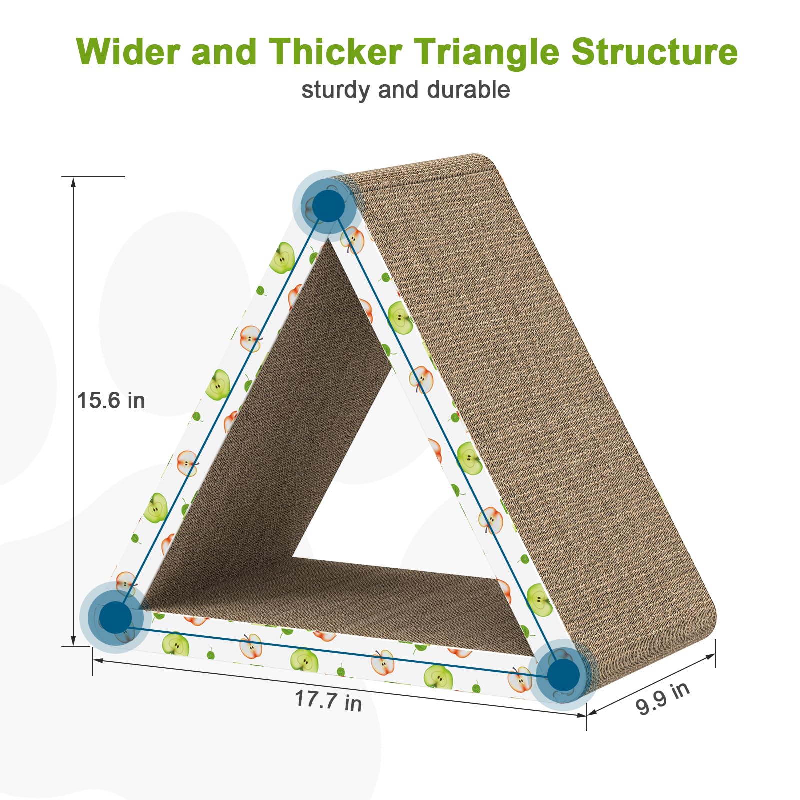 TIMHAKA triangle cat scratcher laid flat showing three scratch surfaces.