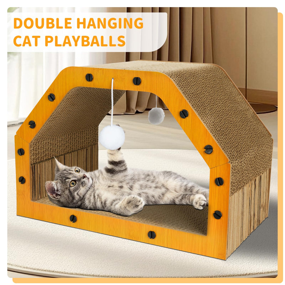 TIMIEEYA cardboard cat house tool-free assembly for quick setup.