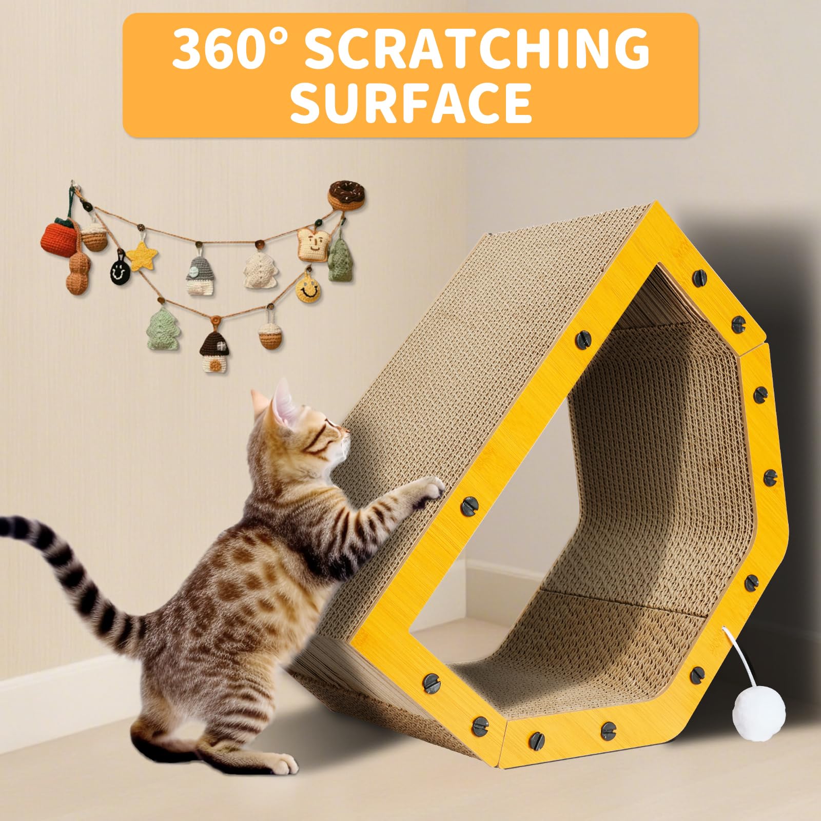 TIMIEEYA cardboard cat house wooden frames boost stability during play.