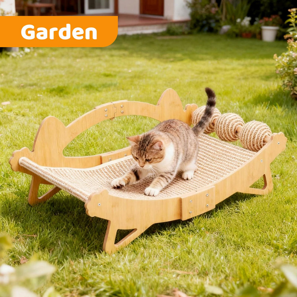 TIMIEEYA 3-in-1 design combines bed, scratcher, and toy in one unit.