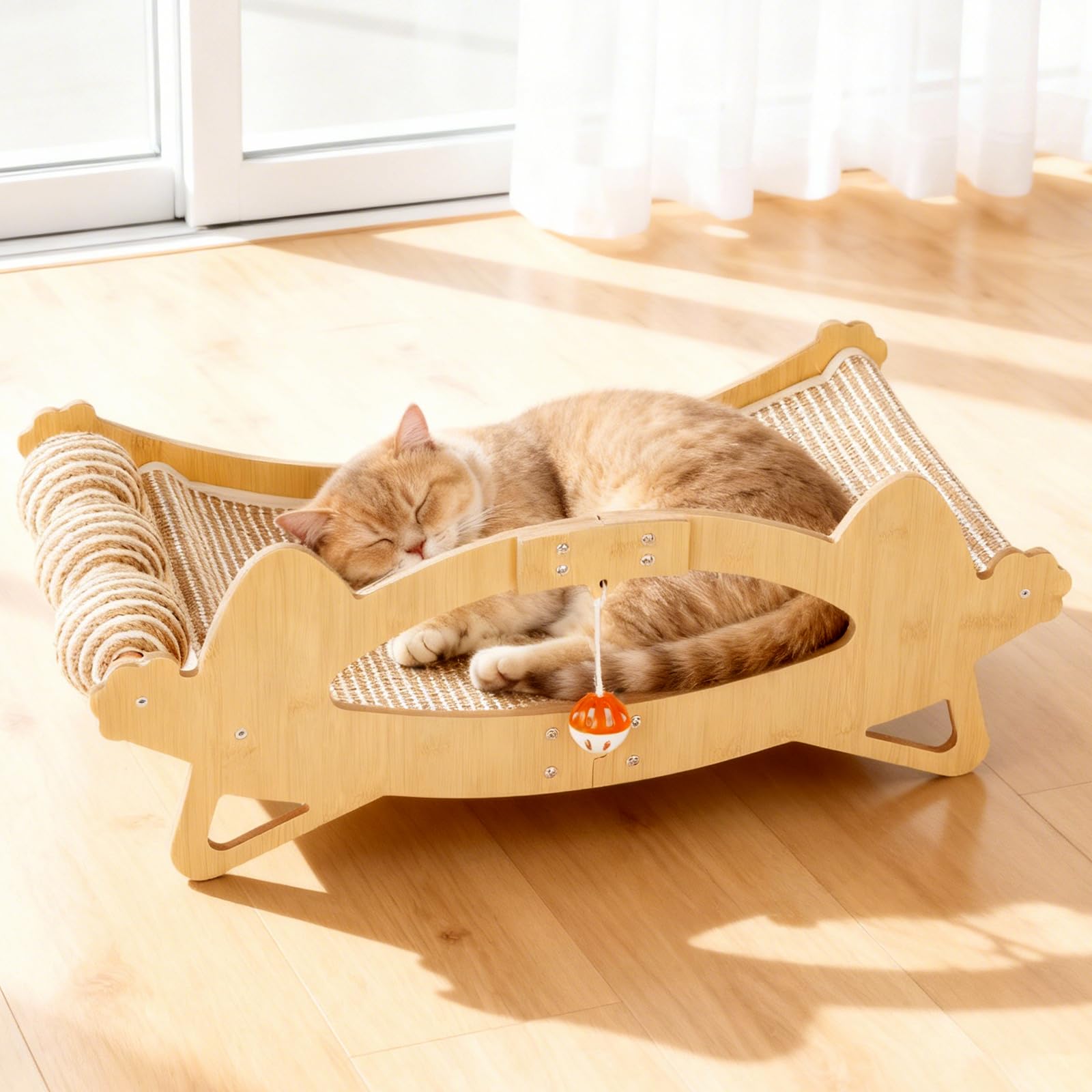 TIMIEEYA cat scratcher bed hammock delivers cozy lounging and space saving.