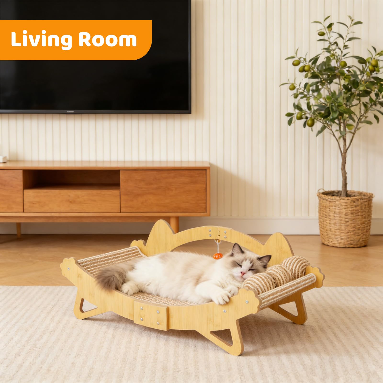 TIMIEEYA cat scratcher bed suitable for indoor cats up to 40 pounds.