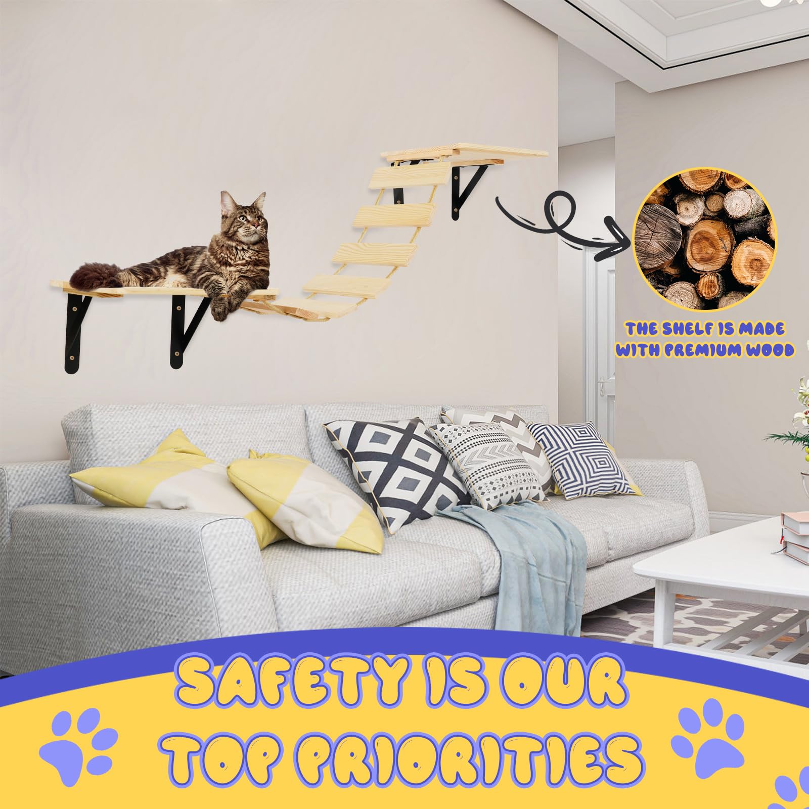 TIMIEEYA cat-wall-shelves system supports climbing and observation
