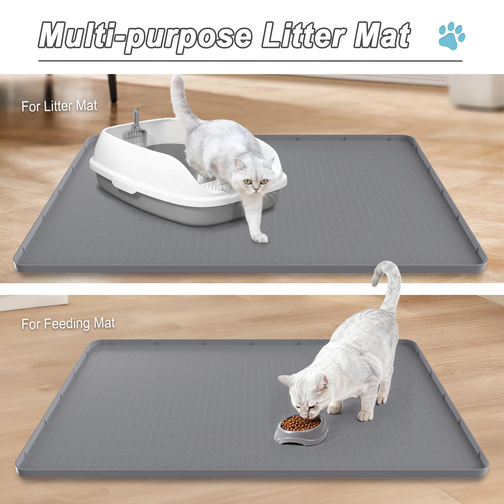 TIMOHCR floor-protecting litter mat reduces mess around the litter box.