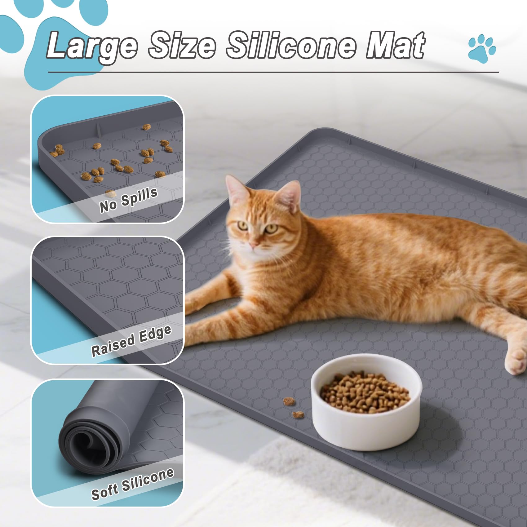 TIMOHCR silicone mat is soft on paws and comfortable to walk on.
