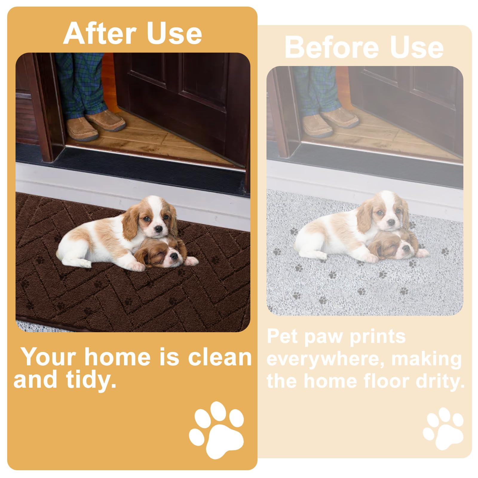 Tindbea mud paw mat demonstrates moisture absorption to keep floors clean