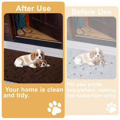 Tindbea mud paw mat demonstrates moisture absorption to keep floors clean