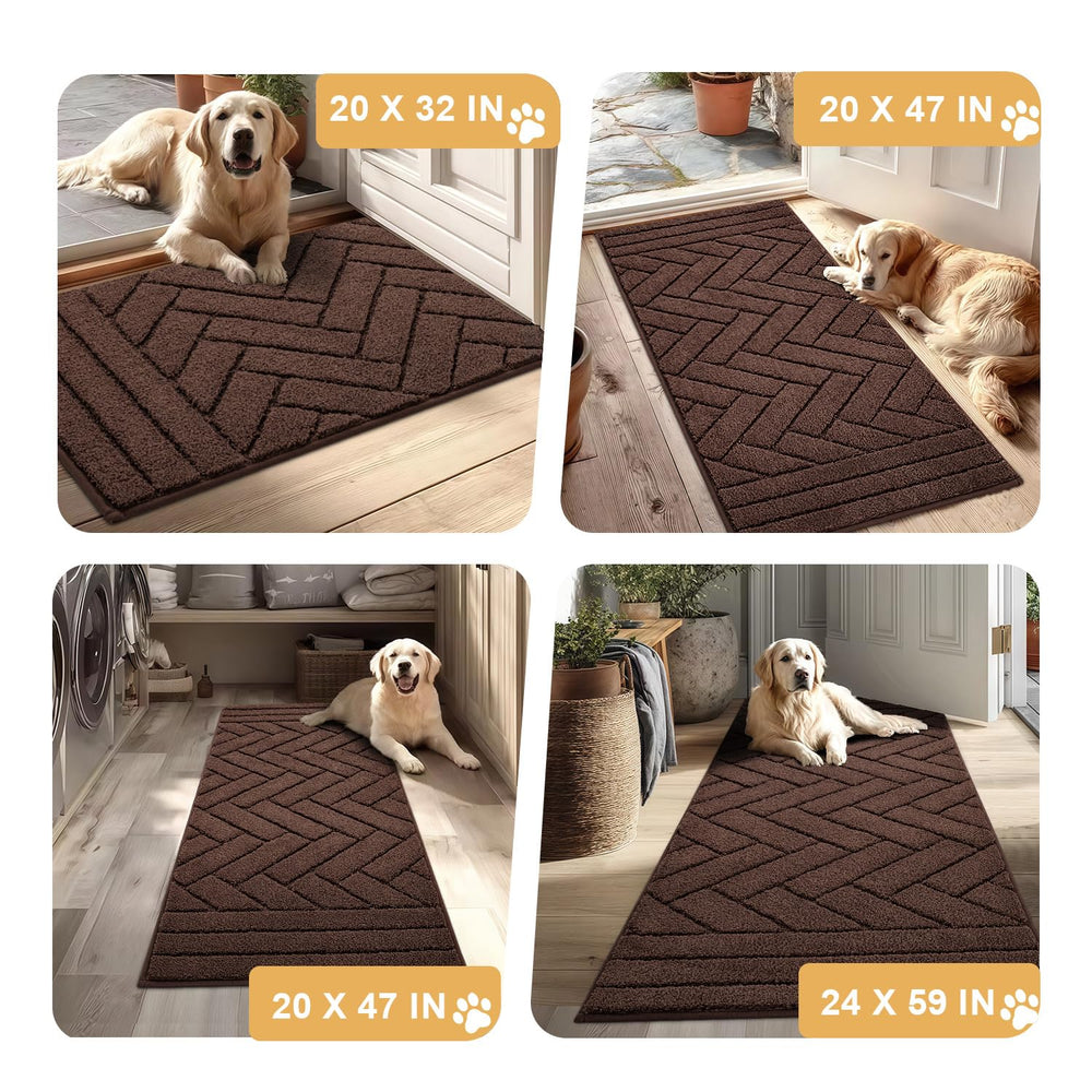 Tindbea coffee color mat complements home decor while hiding wear