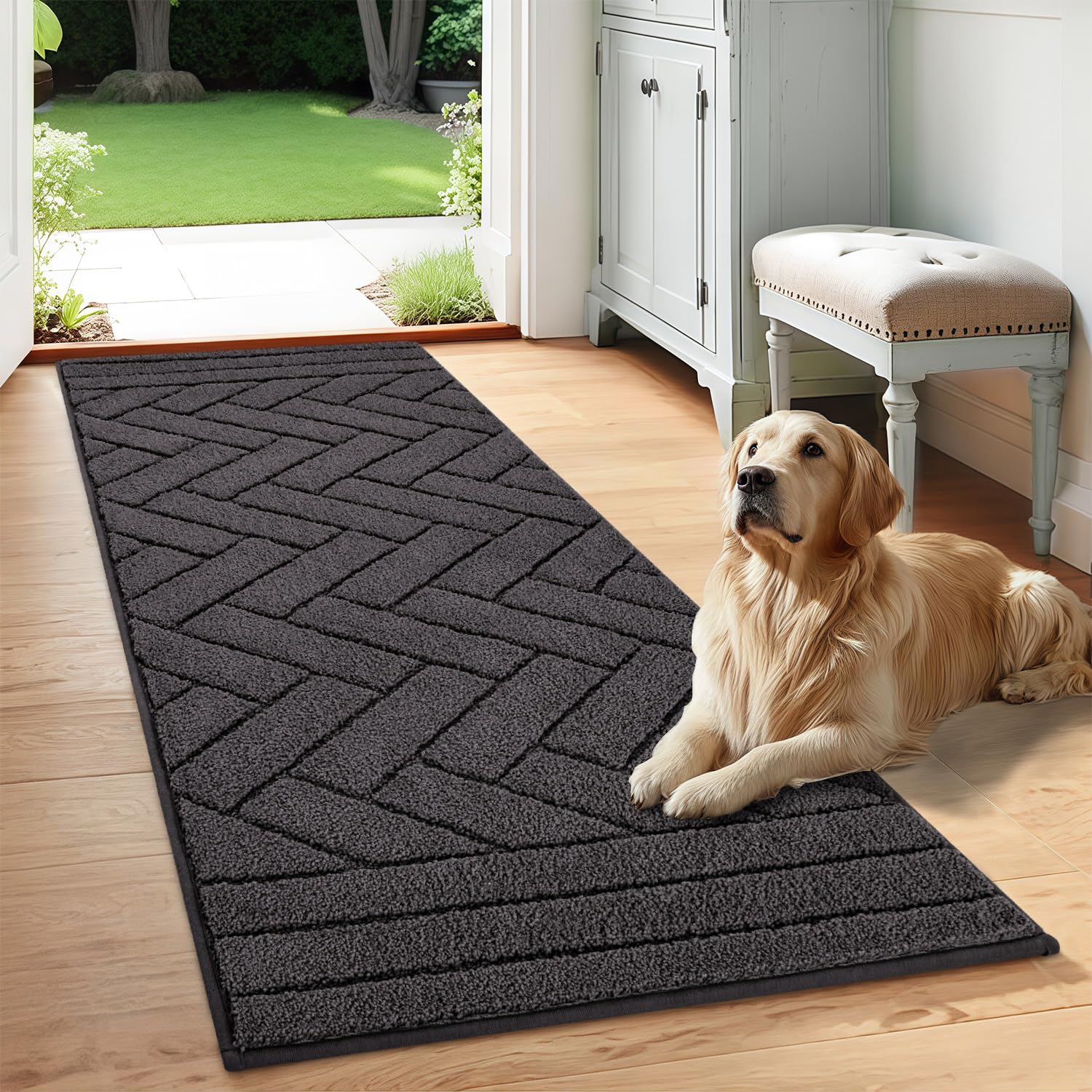Tindbea dog mat mud-paws absorbs moisture to keep floors clean