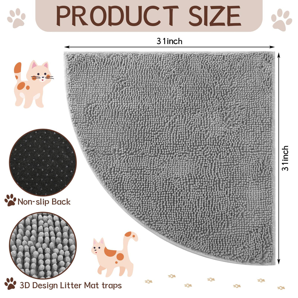 Tinideya corner mat covers 31x31 inches for wide litter box zones.