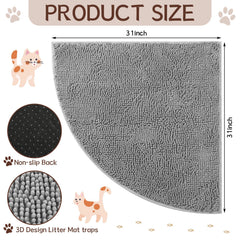 Tinideya corner mat covers 31x31 inches for wide litter box zones.