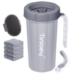 Tinioey paw cleaner with handle for large dogs, front view, easy muddy paw cleanup.
