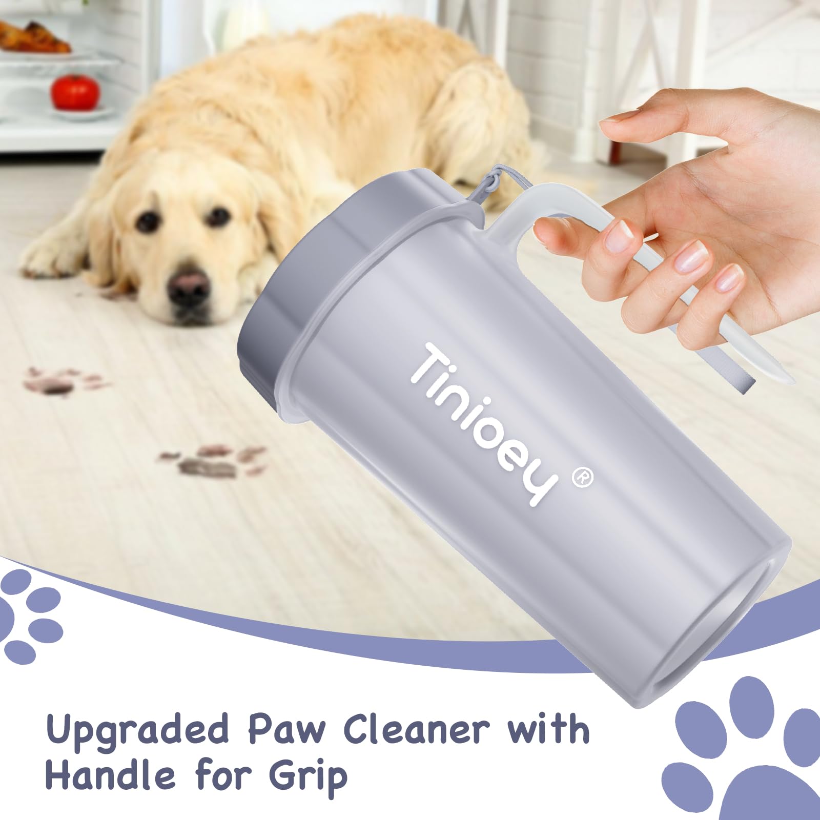 Tinioey paw cleaner packaging, gift-ready for dog owners.