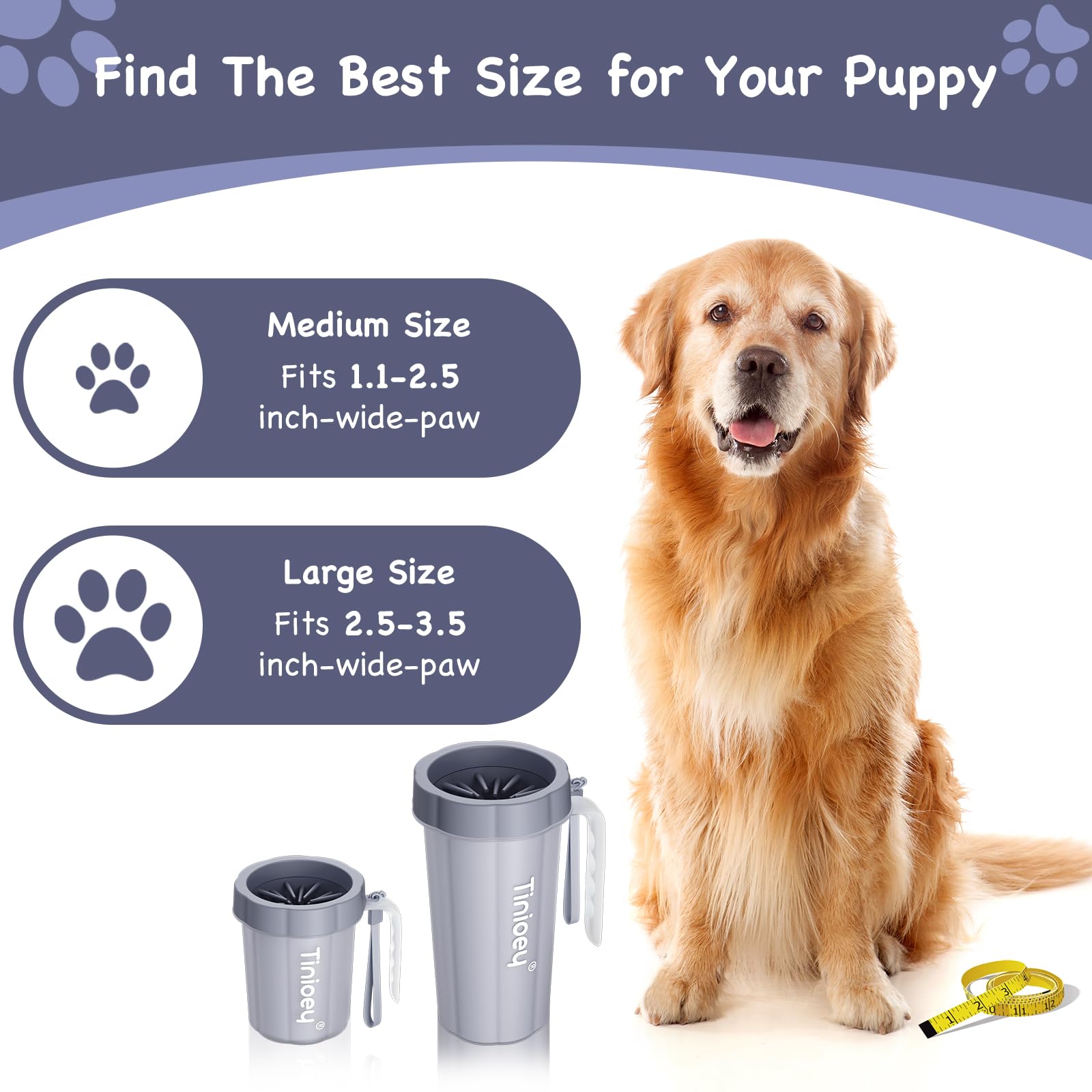 Tinioey paw cleaner demonstrates water twist action for quick dirt release.