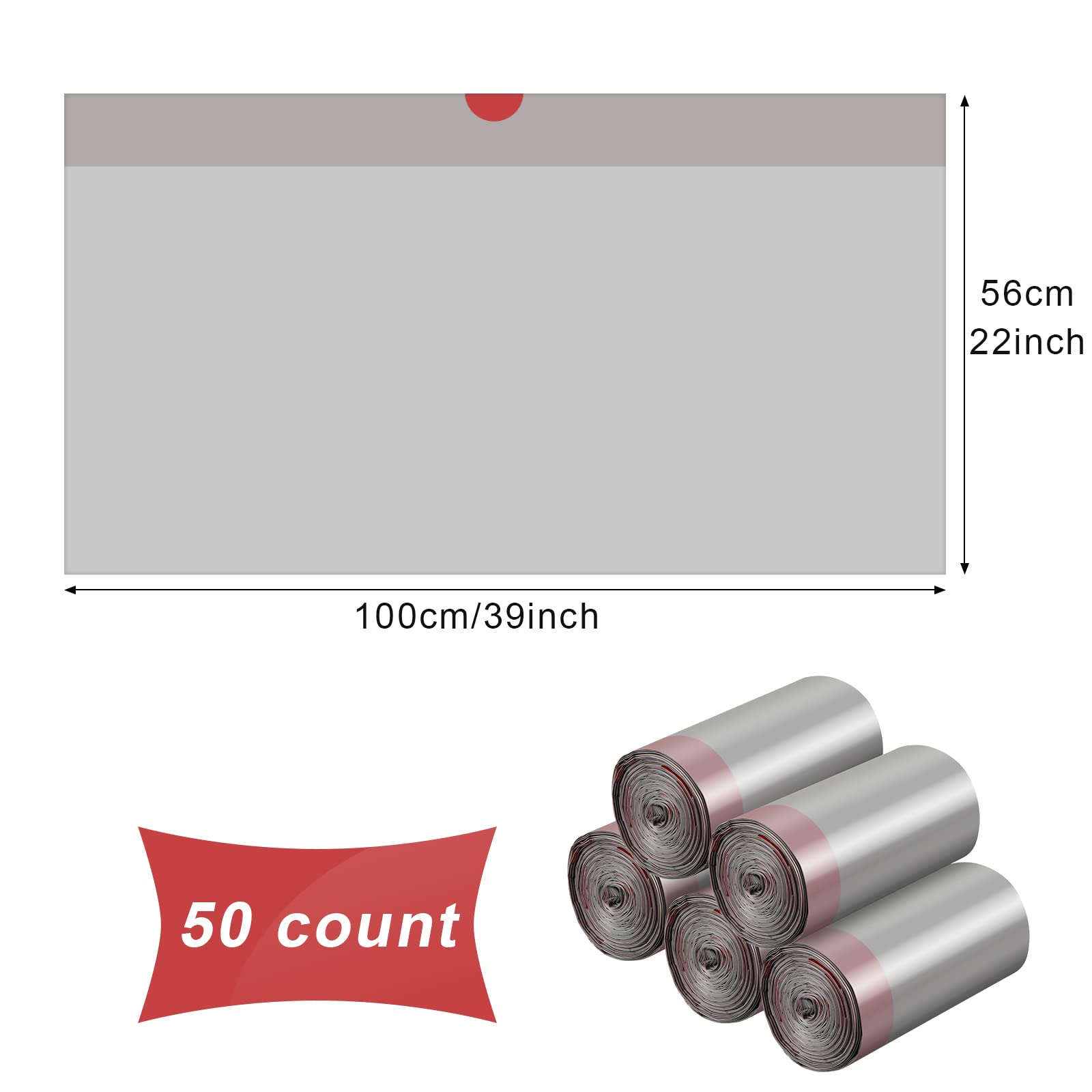 Tinlade 50-count jumbo litter liners stacked for bulk value and convenience