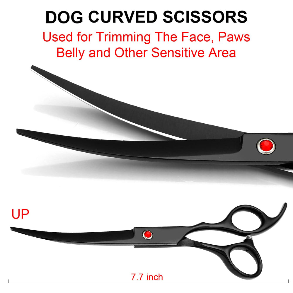 TINMARDA straight scissors close-up delivering clean cuts on legs and back fur.