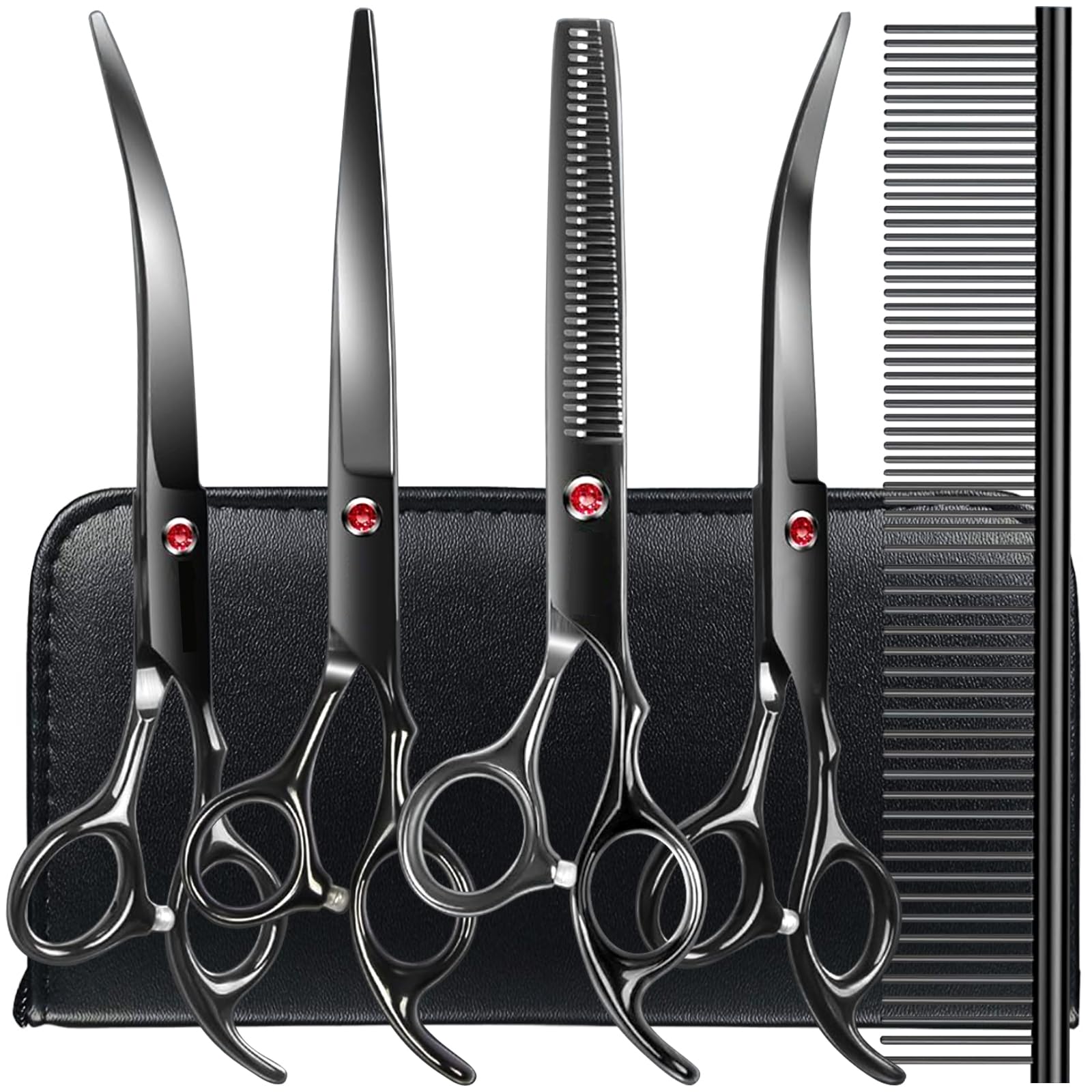 TINMARDA professional dog grooming scissors kit with six-in-one blades for precise grooming.