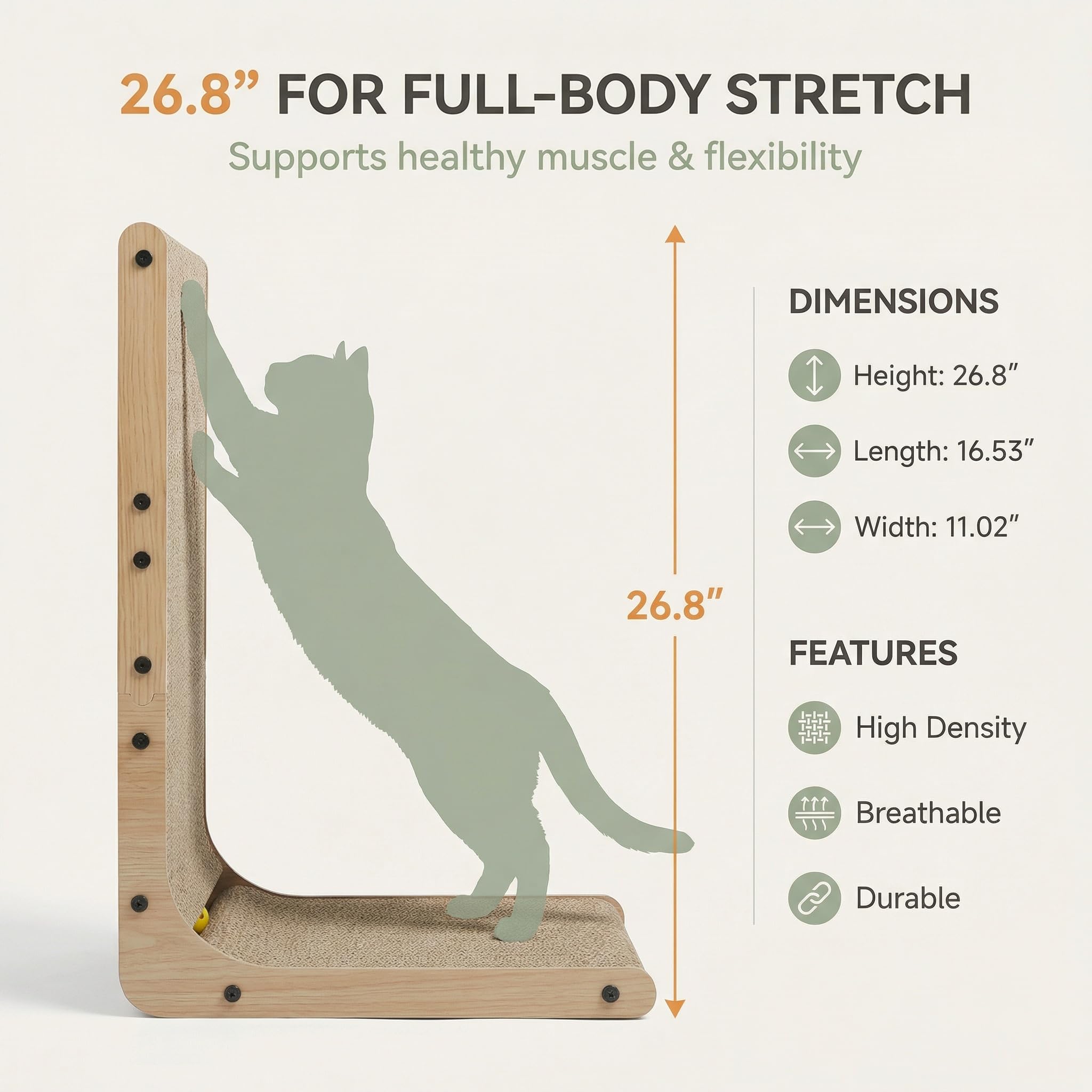 Tiny Pets durable corrugated-paper scratcher highlights rugged construction for long-lasting play.