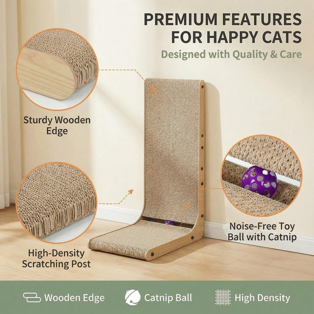 Tiny Pets easy-assembly scratcher shows no-tools setup for quick use.