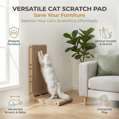 Tiny Pets 26-8in-tall L-shaped scratcher emphasizes full-body stretch potential.