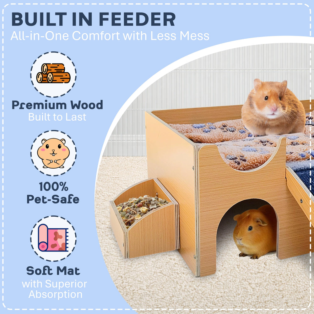 Tiny Royals built-in feeder keeps food accessible and tidy