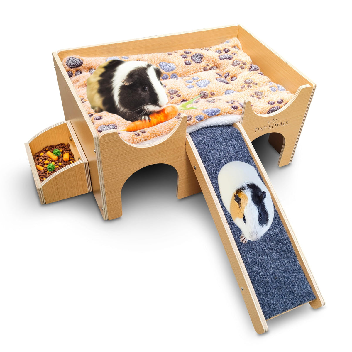 Tiny Royals guinea pig hideout castle with sturdy screw-assembled wood for daily use