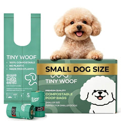Tiny Woof Mini Bags compact poop bags for easy cleanup during small-dog walks.
