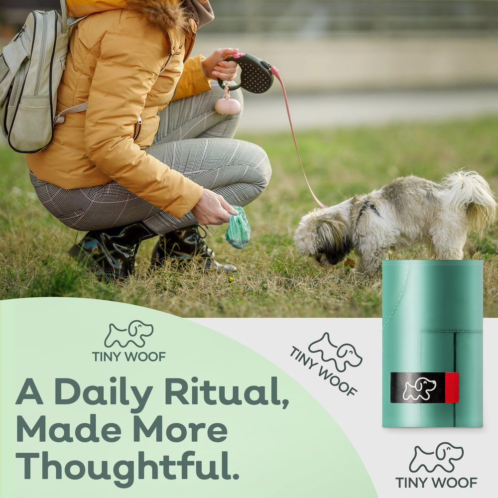 Tiny Woof Mini Bags compostable waste bags supporting sustainable routines.