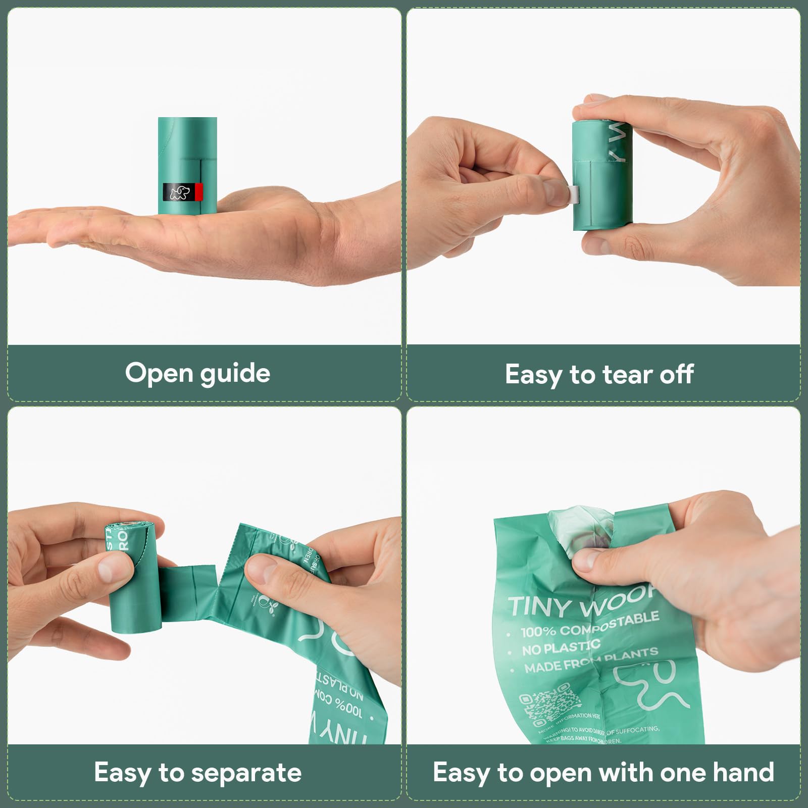 Tiny Woof Mini Bags easy-tear rolls for quick daily park trips.