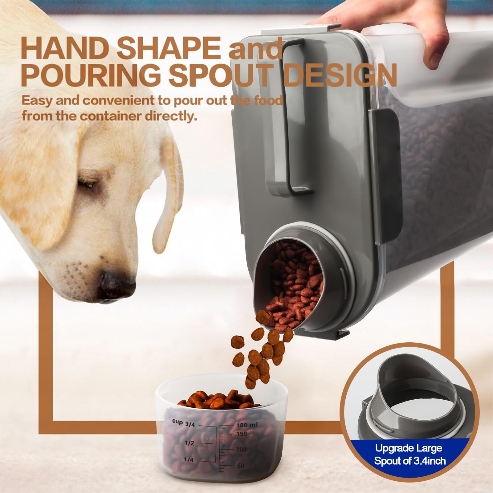 TIOVERY 3qt dog food container close-up, compact storage for smaller portions.