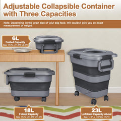 TIOVERY dog food storage container side view with wheels for easy transport