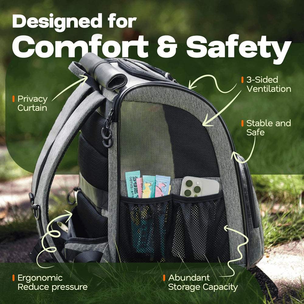 Tirige carrier backpack privacy curtain down creating calmer space in a busy clinic