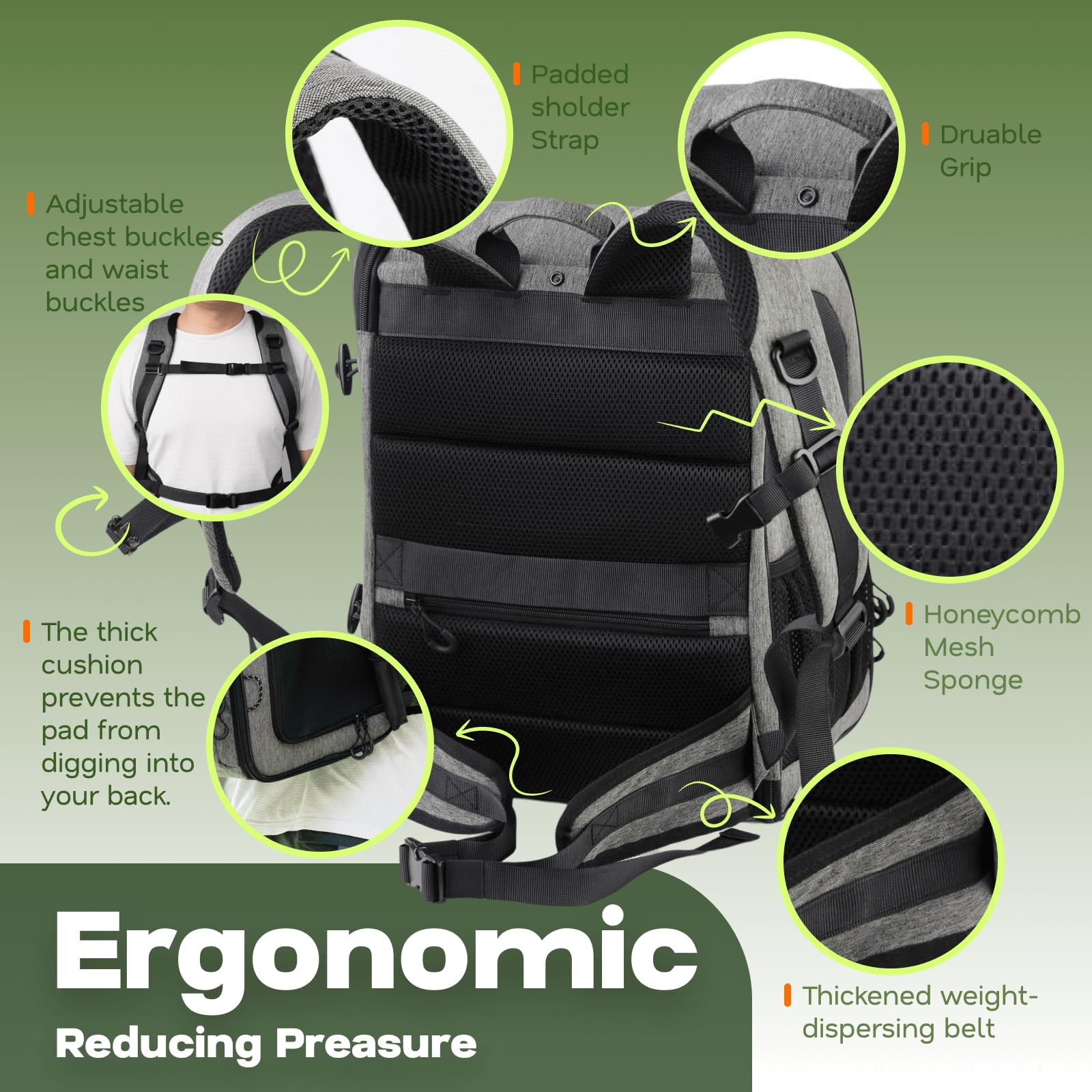 Tirige carrier backpack size guide image to help find a proper fit