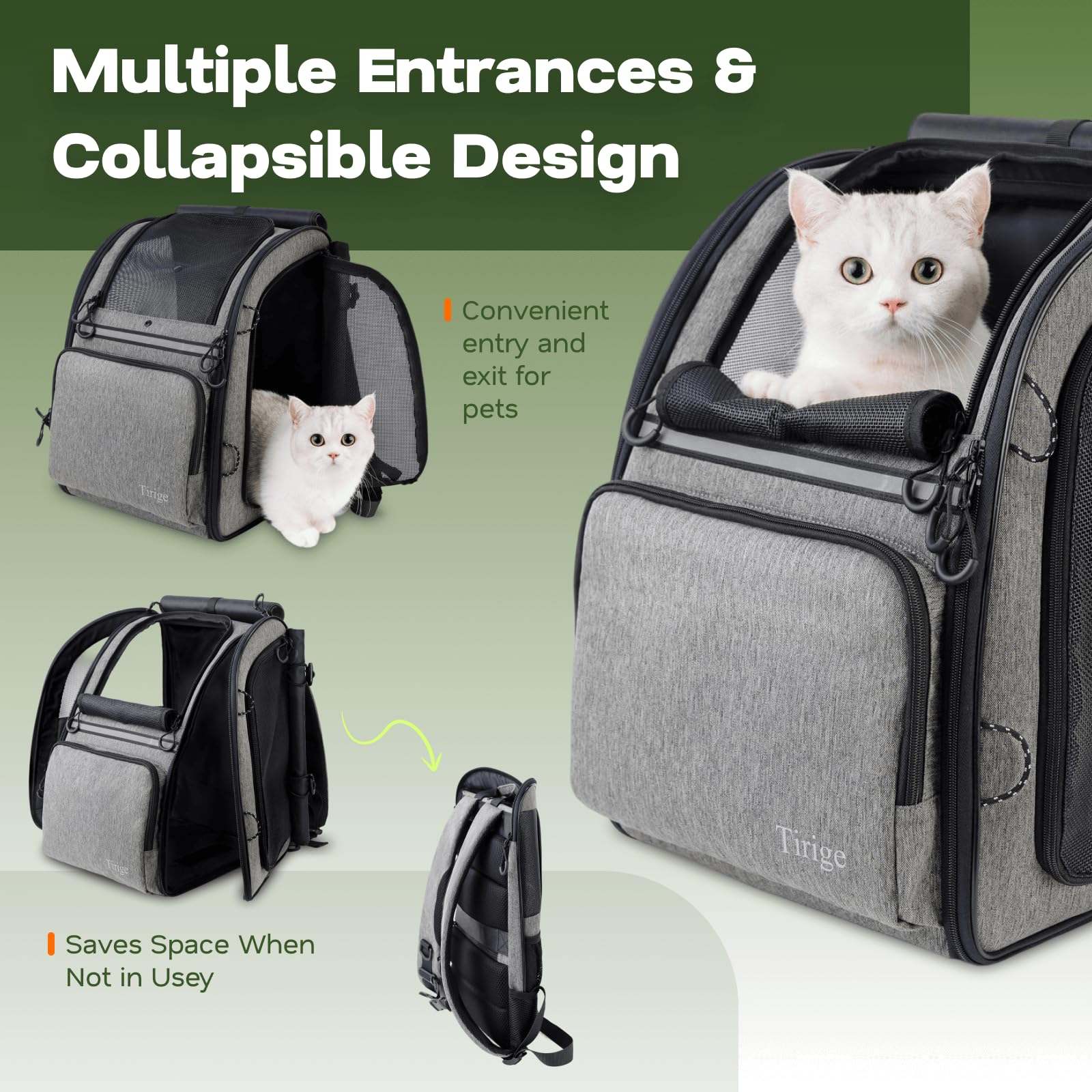 Tirige carrier backpack in a vet visit scene supporting calm travel