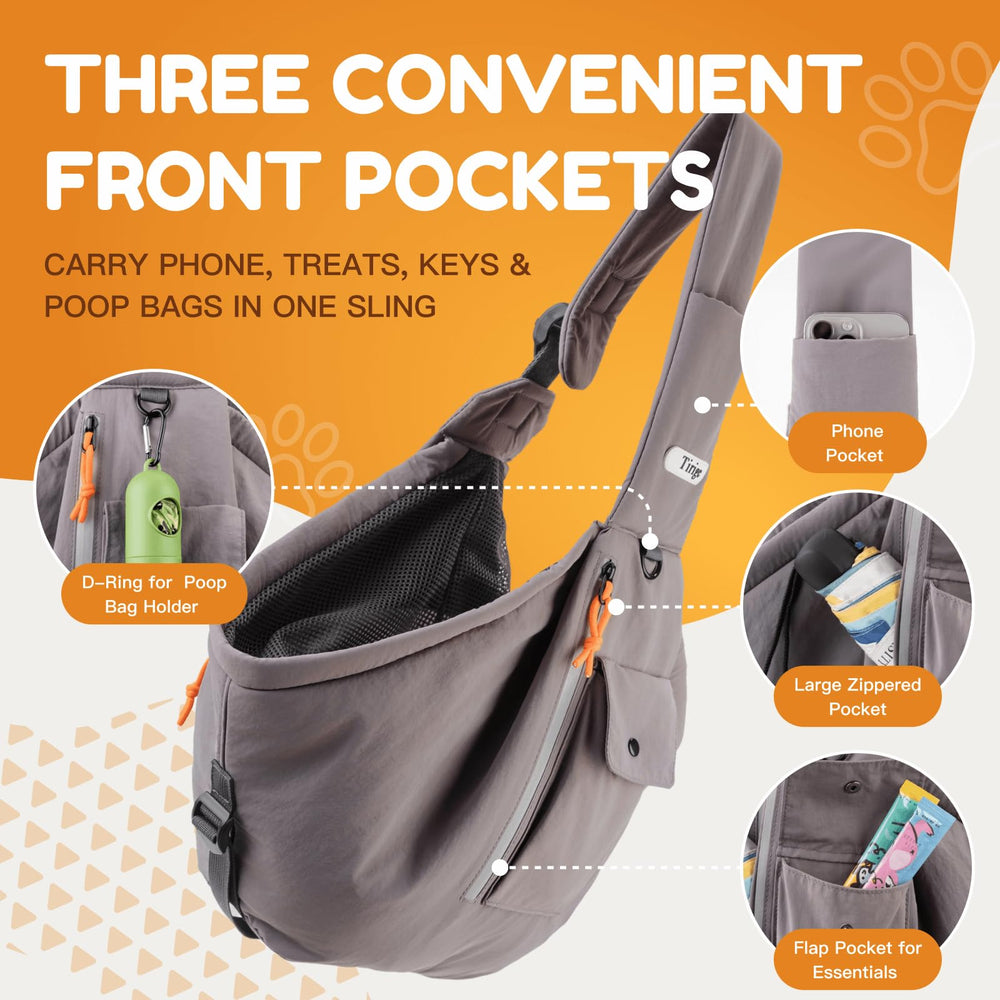 Tirige pet sling reflective trim boosts visibility in low light