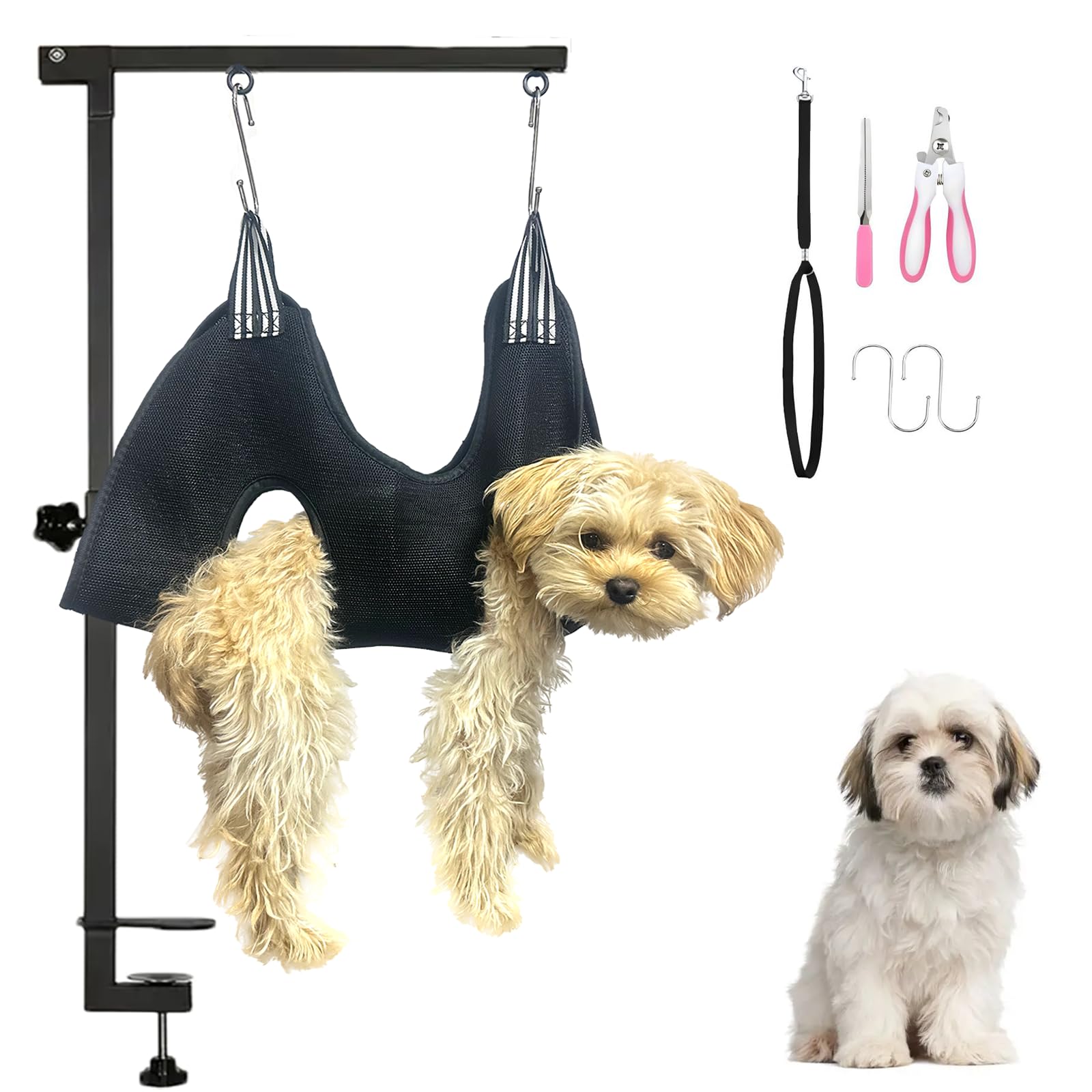 tiuire dog grooming arm with hammock and loop offers secure restraint for small dogs