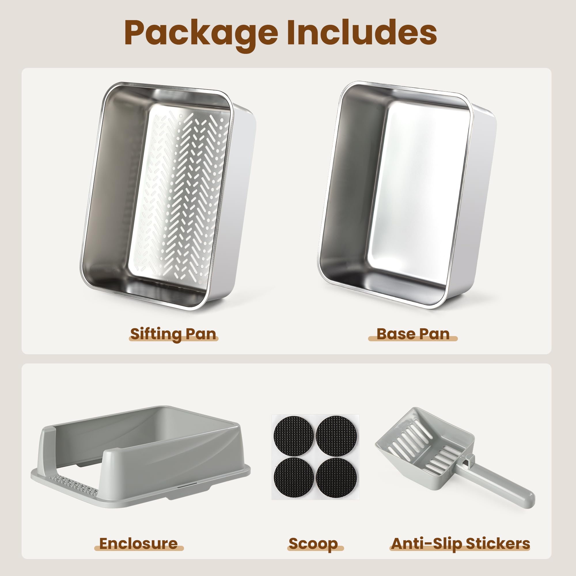 TIUUBT includes scoop and four anti-slip pads for stable setup.