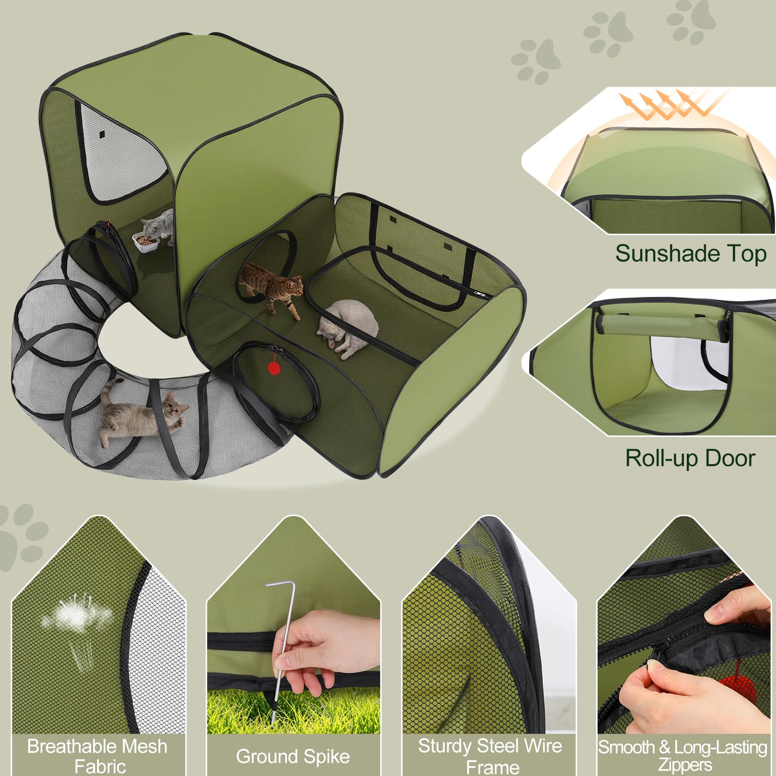 Tivray cat playpen folded compactly for travel and storage