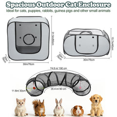 Tivray cat playpen tunnel connection invites exploration and exercise