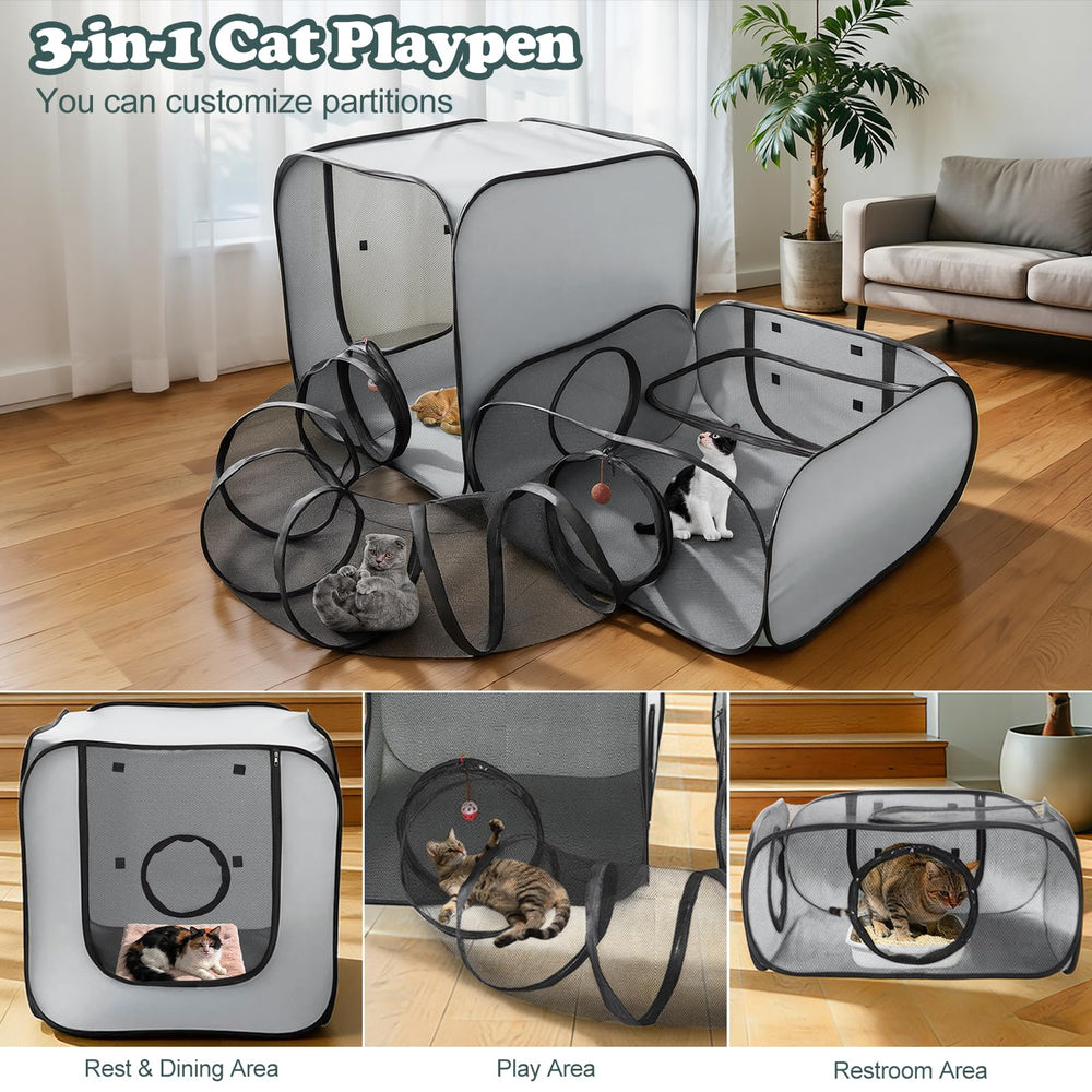 Two rooms and tunnel in Tivray playpen enable versatile indoor use