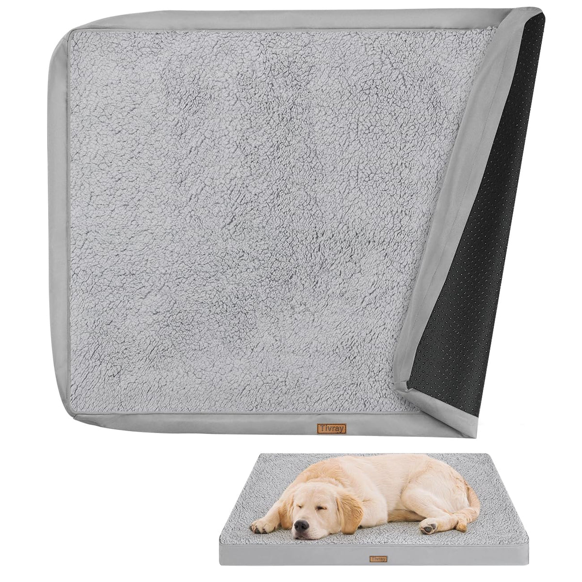 Tivray dog bed cover with three-sided zipper for easy replacement