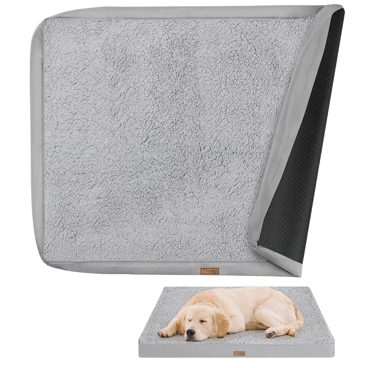 Tivray dog bed cover with waterproof liner protecting the mattress from spills