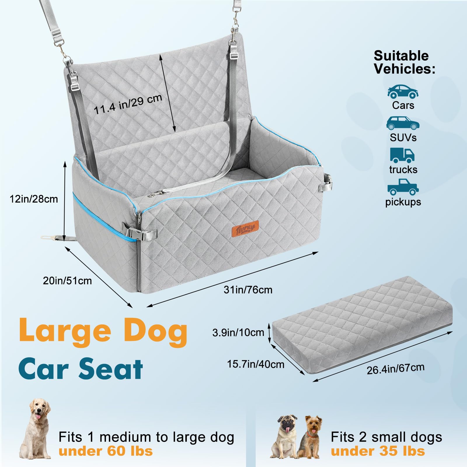 Tivray dog car seat back-seat setup enables quick, secure installation.