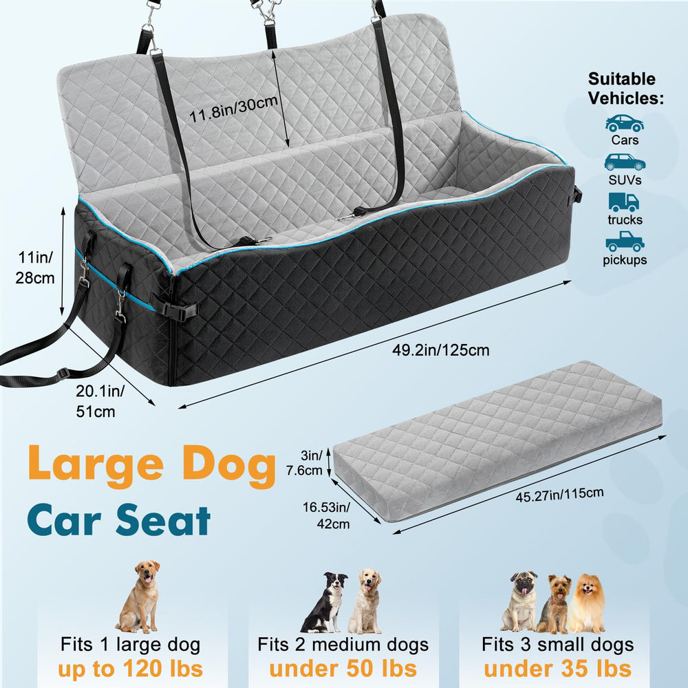 Tivray dog car seat cushion close-up highlights 3-inch foam for comfort.