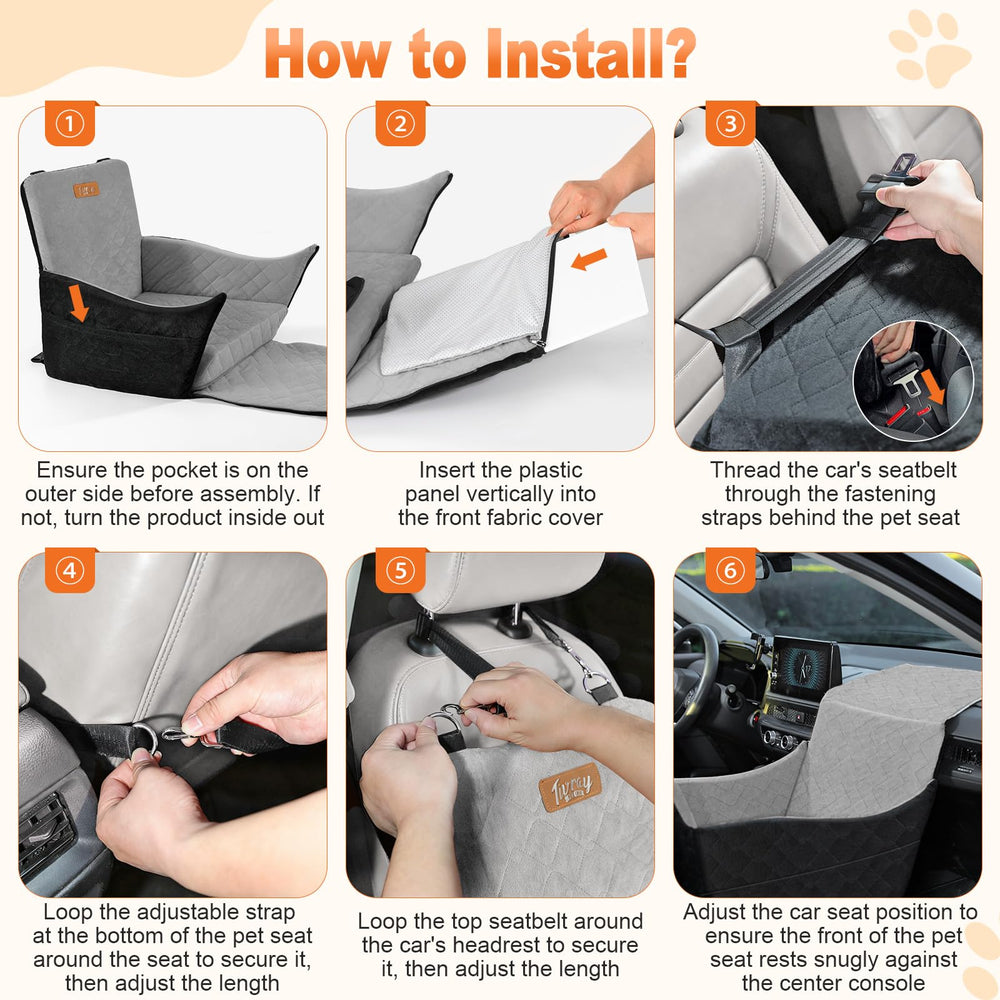 Tivray Elevated Dog Seat three belt attachments secure the harness.