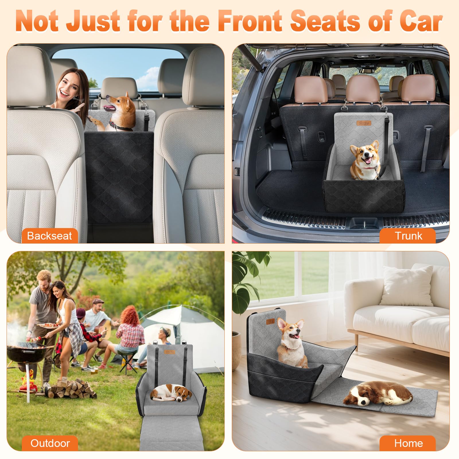 Tivray Elevated Dog Seat storage pockets organize toys and snacks.