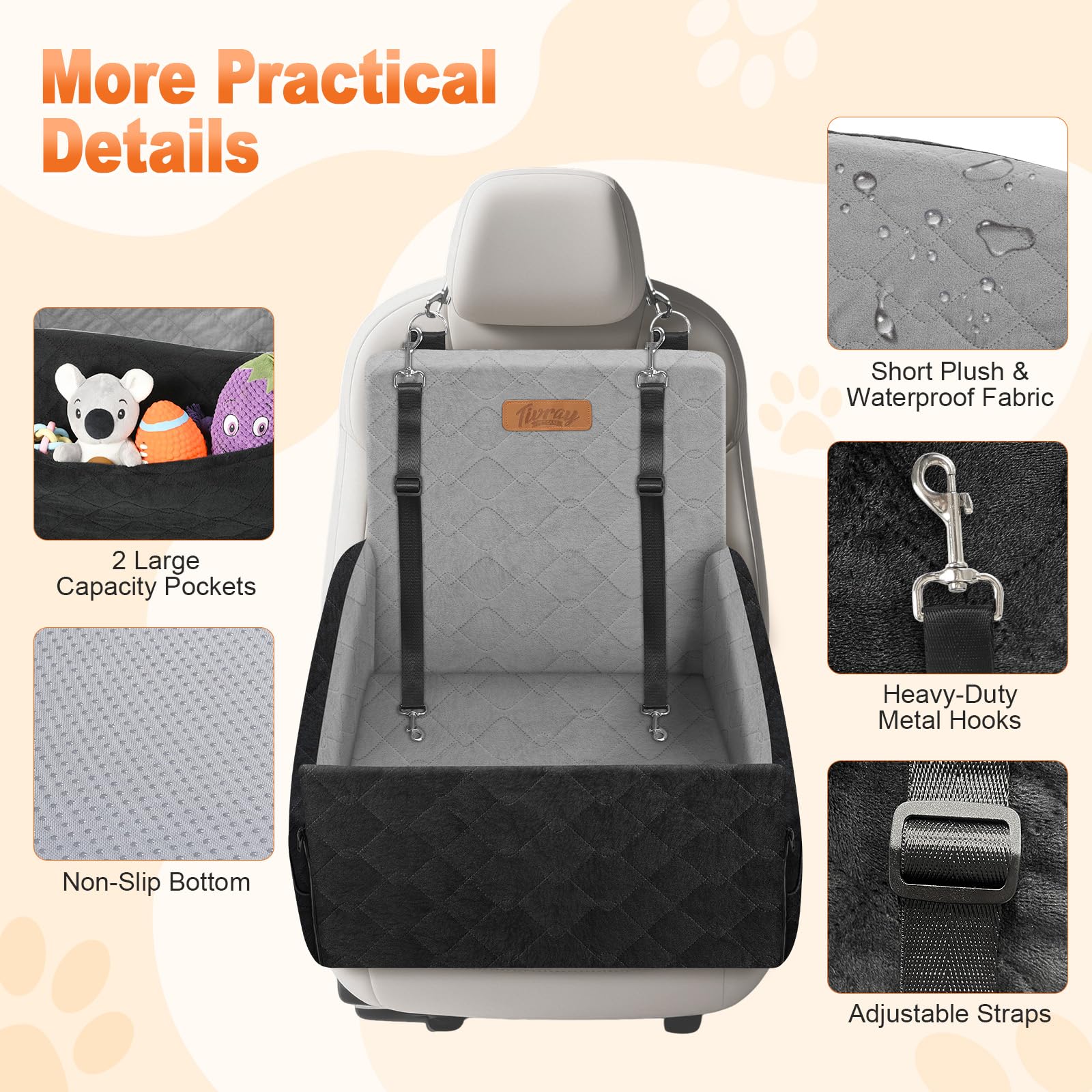 Tivray Elevated Dog Seat washable cover keeps the cabin fresh.