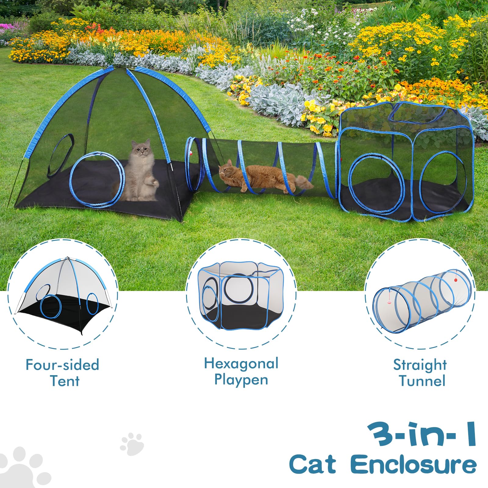 Tivray 47-inch hexagon playpen adds extra space for curious cats outdoors