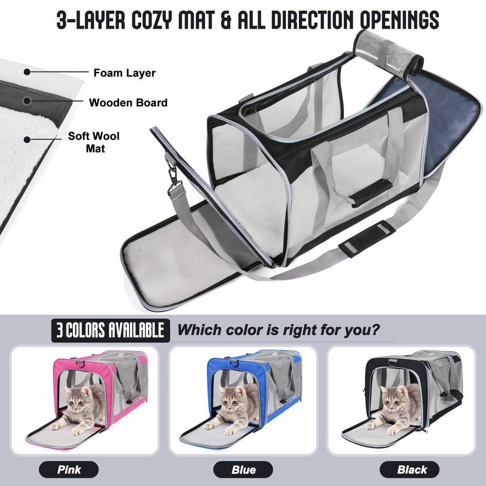 TIYOLAT cat carrier dual entrances enable quick entry and exit