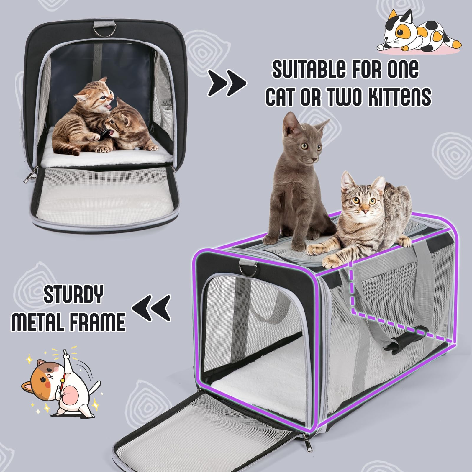 TIYOLAT cat carrier washable mat and foldable design for easy care